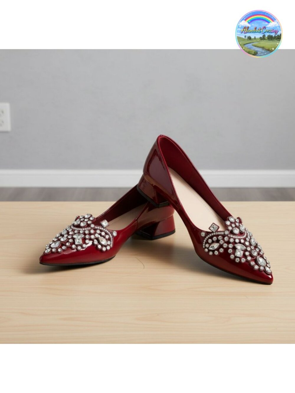 Rhinestone Pointed Toe Low Heel Pumps